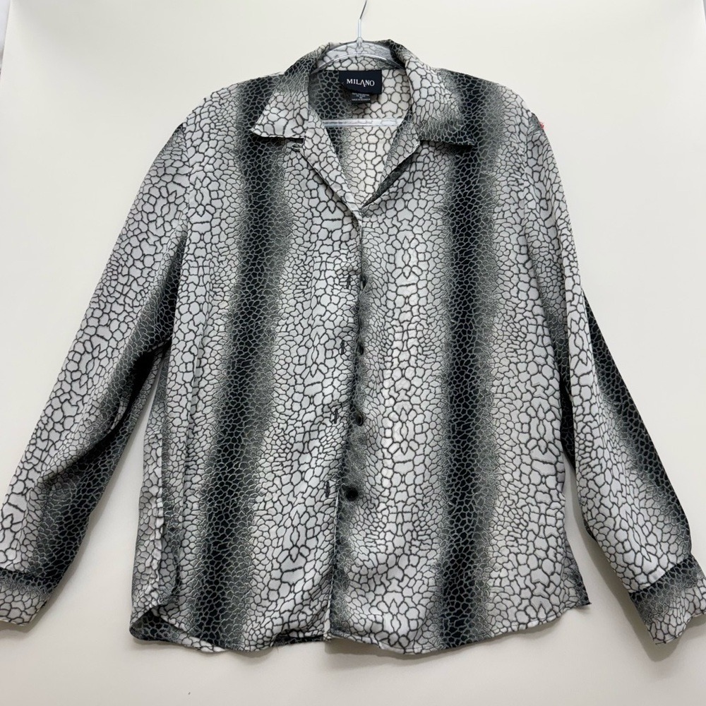 Milano Black and White Patterned Women's Shirt,‎ Size M
